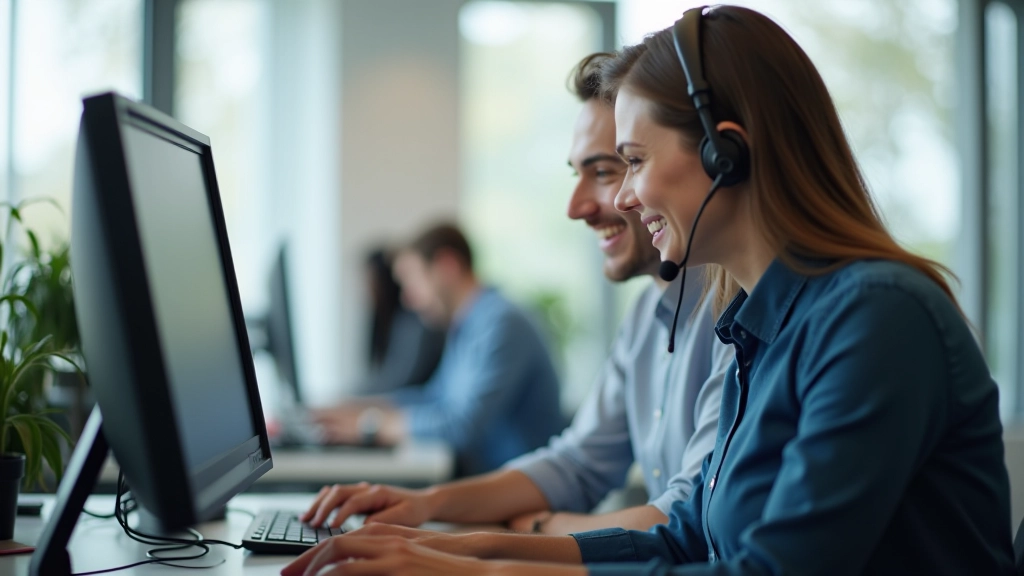 IT support specialist assisting employee with technical issue at computer